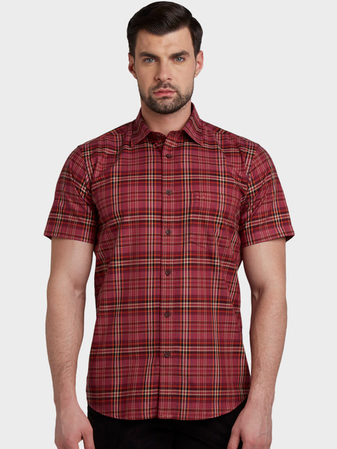 

ColorPlus Men Red & Yellow Tailored Fit Checked Casual Shirt