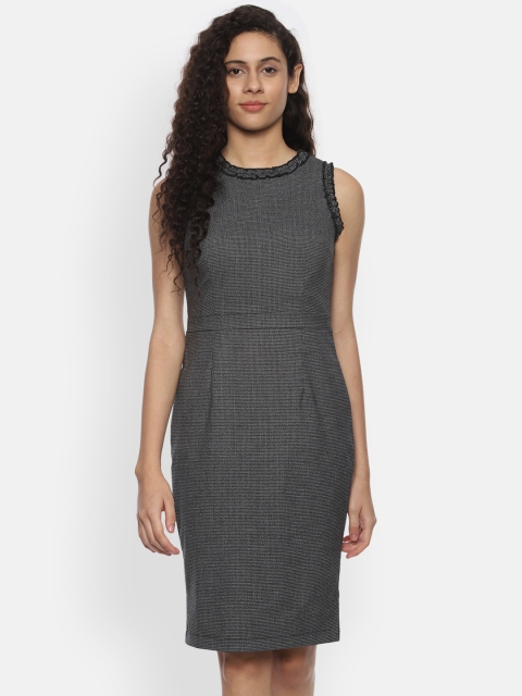 

Van Heusen Woman Grey Self Design Sheath Dress