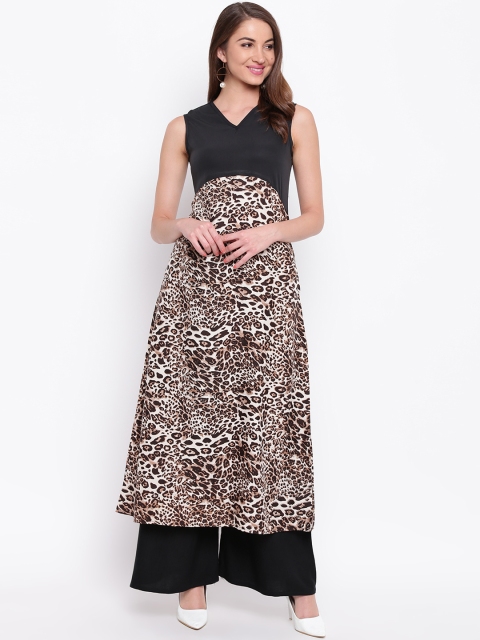 

Napra Women Black & Brown Printed A-Line Kurta