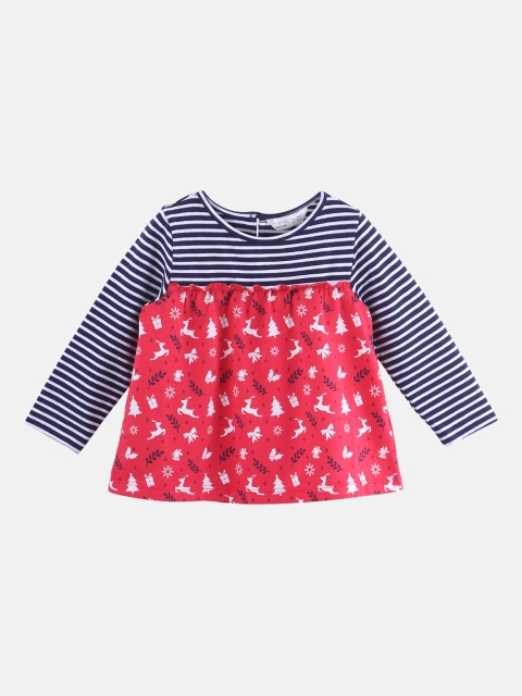 

Beebay Girls Red & White Printed A-Line Top
