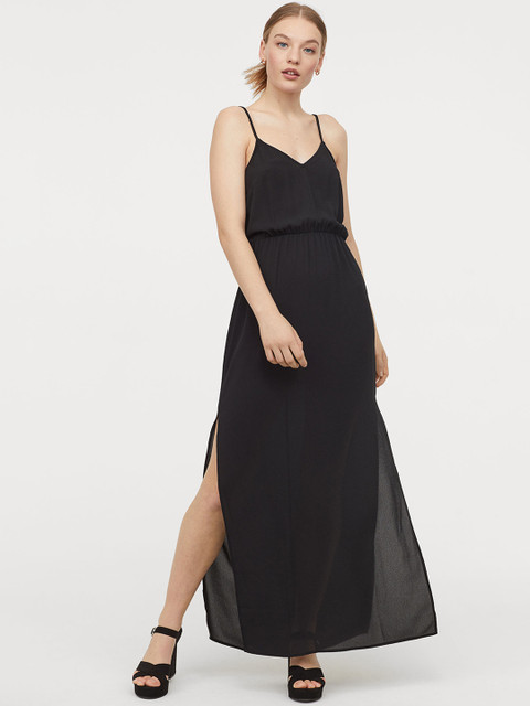 

H&M Women Black Solid Crepe Maxi Dress