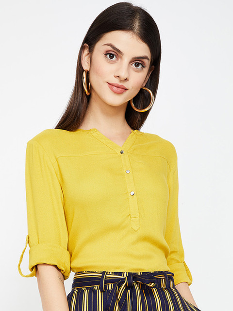 

Bossini Women Yellow Solid Shirt Style Top