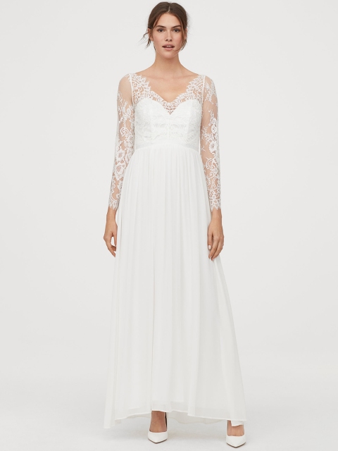 

H&M Women White Lace Wedding Dress