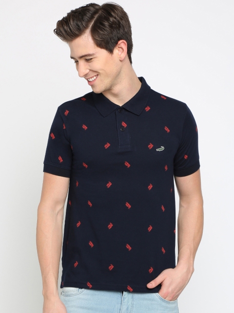 

Crocodile Men Navy Blue Printed Polo Collar T-shirt