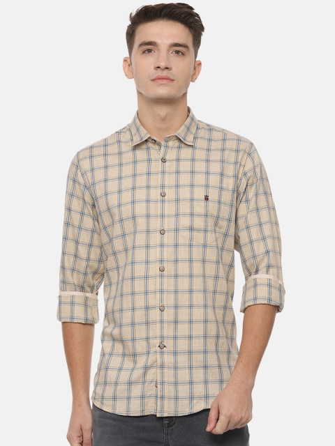 

Louis Philippe Sport Men Beige & Blue Slim Fit Checked Casual Shirt