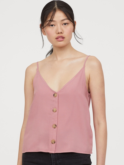 

H&M Women Pink V-Neck Strappy Top