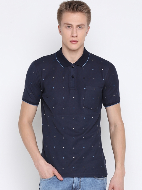 

BULLMER Men Navy Blue Printed Polo Collar T-shirt