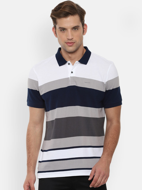 

Van Heusen Men Multicoloured Striped Regular Fit Polo Collar T-shirt, Multi