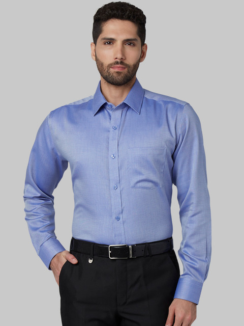 

Park Avenue Men Blue Regular Fit Self Design Formal Shirt