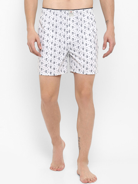 

Swiss Military Men White & Blue Printed Pure Cotton Boxers