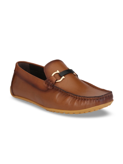 

Hitz Men Tan Brown Leather Loafers