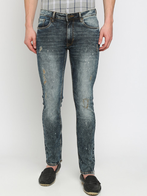 

Crocodile Men Blue Slim Fit Mid-Rise Low Distress Jeans