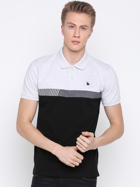 

BULLMER Men Black Colourblocked Polo Collar T-shirt