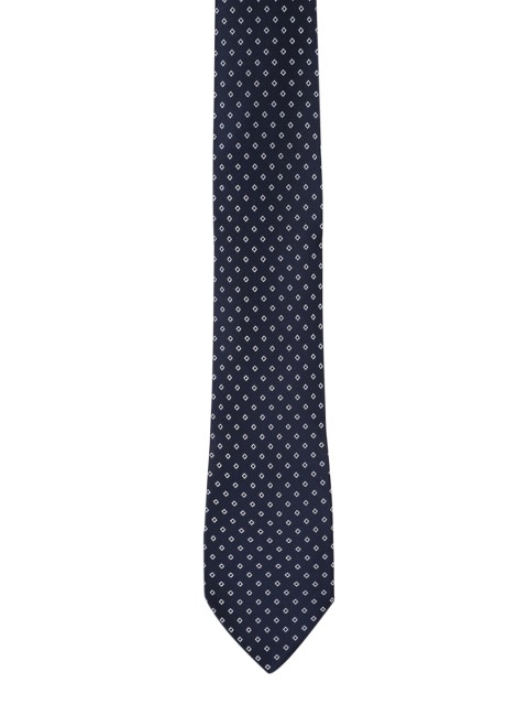 

Peter England Navy Blue & White Woven Design Broad Tie