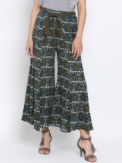 

Azira Women Blue Printed Wide Leg Palazzos