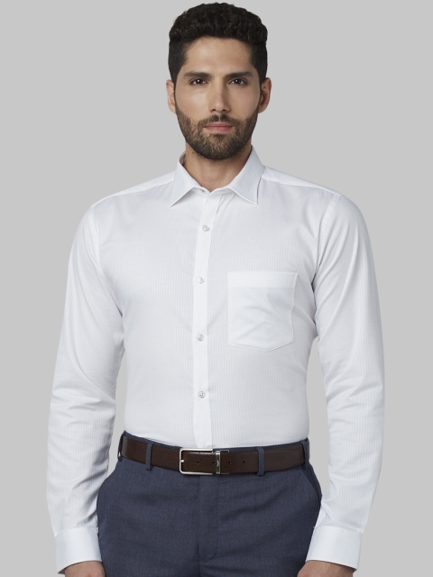 

Park Avenue Men White Slim Fit Striped Formal Shirt