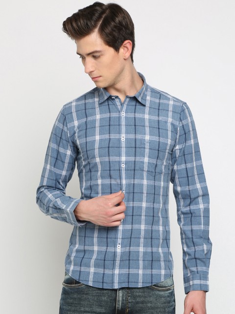 

Crocodile Men Blue Slim Fit Checked Casual Shirt