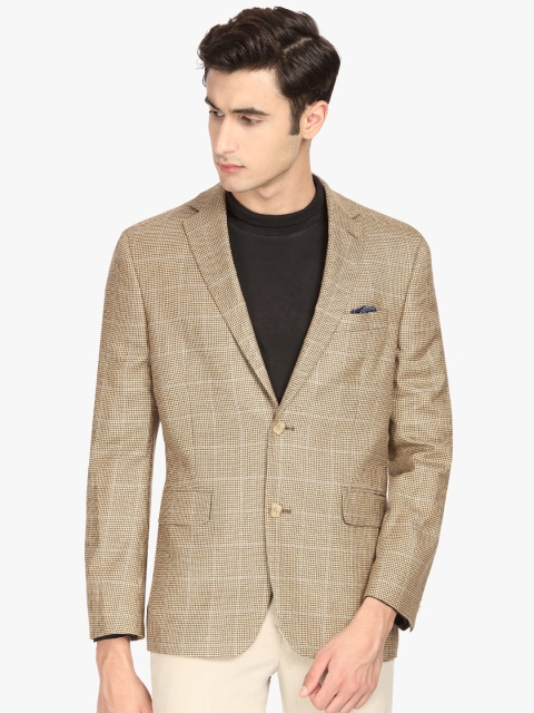 

SUITLTD Men Brown Checked Regular-Fit Single-Breasted Blazer