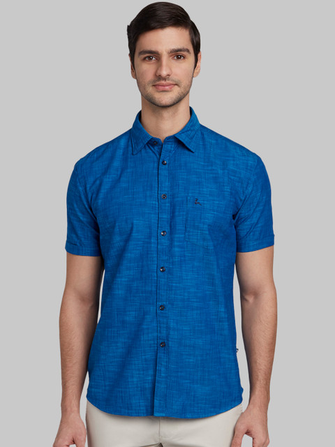 

Parx Men Blue Slim Fit Solid Casual Shirt
