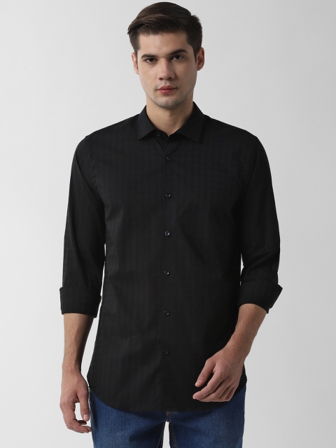 

Peter England Men Black Slim Fit Striped Casual Shirt