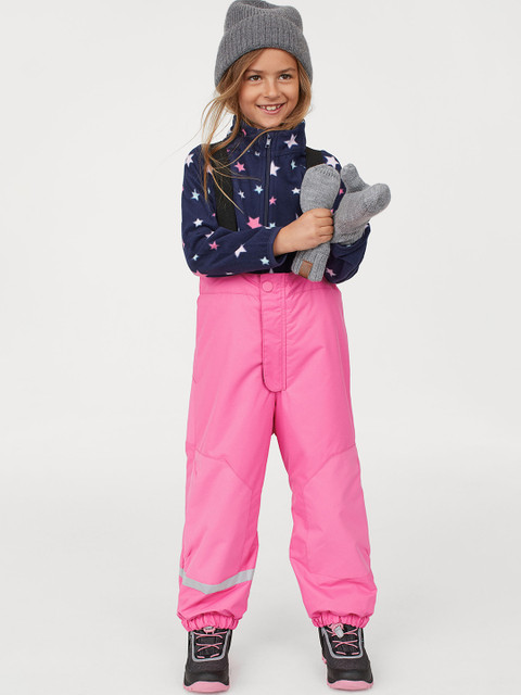 

H&M Girls Pink Solid Outdoor Trousers With Braces