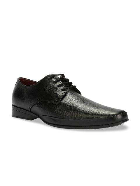 

Peter England Men Black Textured Leather Formal Derbys