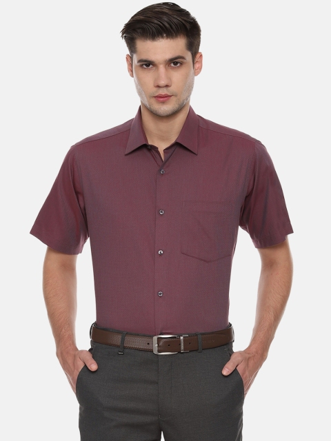 

Van Heusen Men Maroon Regular Fit Self Design Formal Shirt