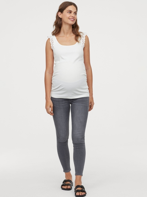 

H&M Women Grey Solid MAMA Skinny Ankle Sustainable Jeans