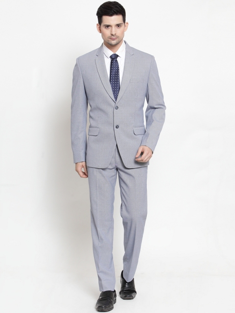 

LUXURAZI Men Blue Solid Slim-Fit Single-Breasted Two-Piece Suit