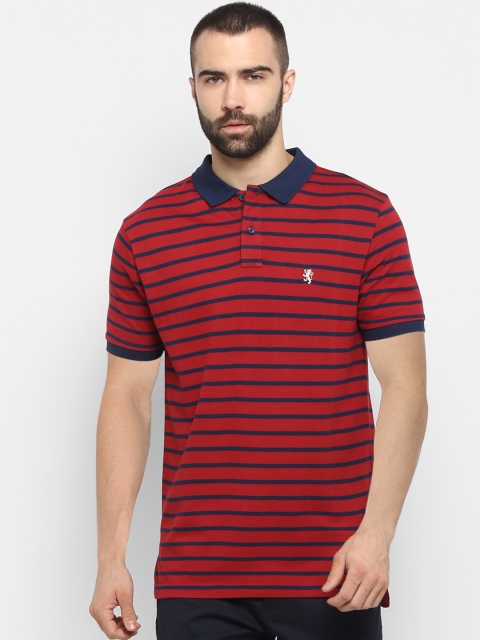 

Red Tape Men Red Striped Polo Collar T-shirt