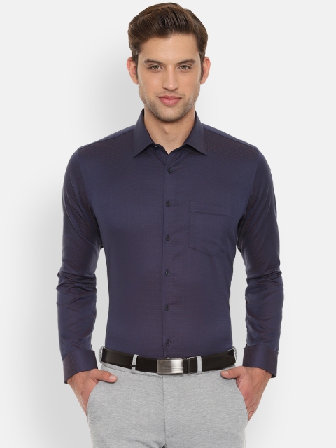 

Van Heusen Men Navy Blue Slim Fit Self Design Formal Shirt
