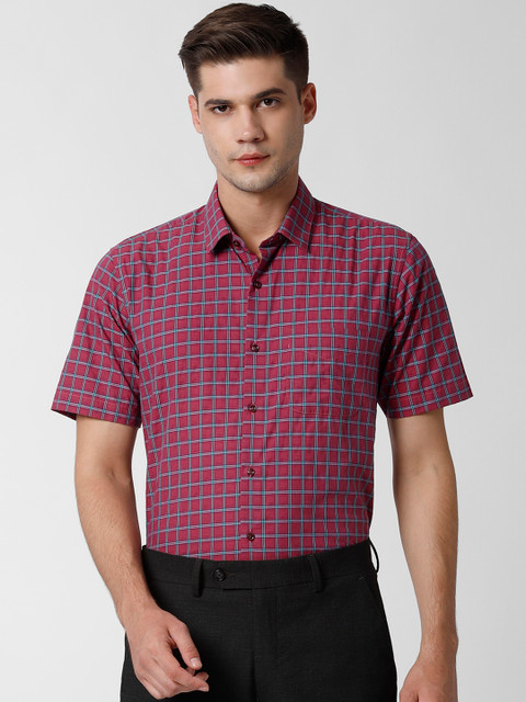 

Peter England Men Pink Regular Fit Checked Formal Shirt