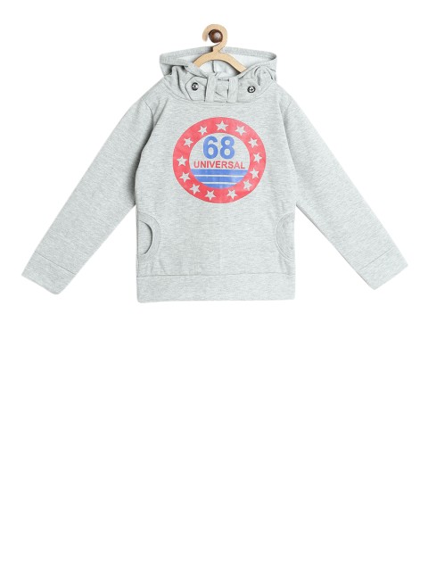 

SWEET ANGEL Kids Grey Printed Hooded Sweatshirt