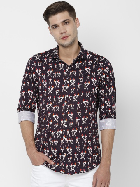 

SIMON CARTER LONDON Men Purple Slim Fit Printed Casual Shirt