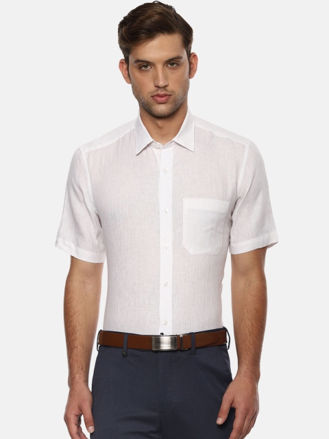 

Louis Philippe Men White Slim Fit Solid Pure Linen Formal Shirt