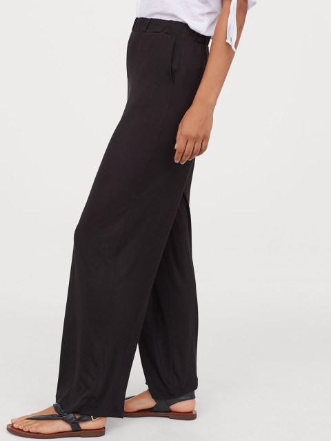

H&M Women Wide jersey trousers, Black