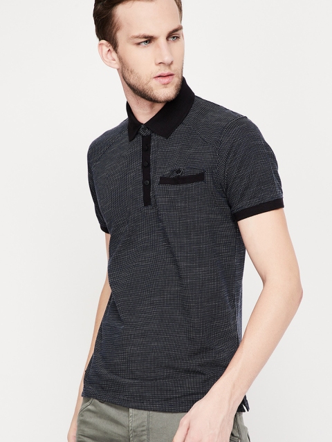 Forca by Lifestyle Men Blue Printed Polo Collar T-shirt