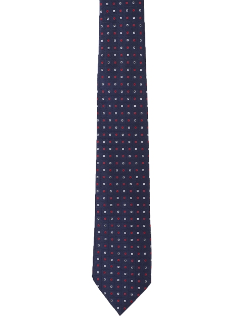 

Peter England Navy Blue & Red Woven Design Broad Tie