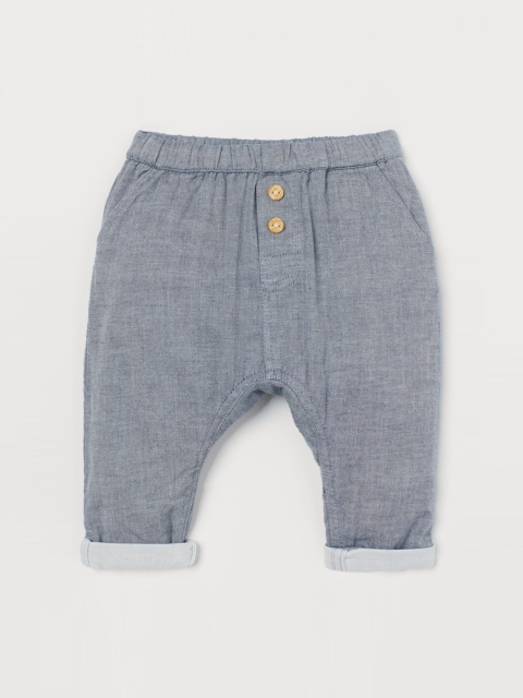 

H&M Kids Blue Solid Cotton Trousers