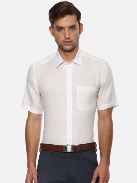 

Louis Philippe Men White Slim Fit Solid Pure Linen Formal Shirt