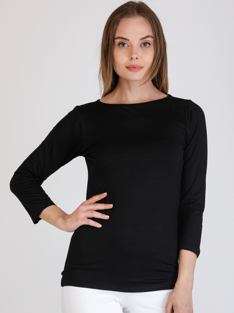 

Cottinfab Women Black Solid Top