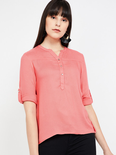 

Bossini Women Coral Solid Shirt Style Top