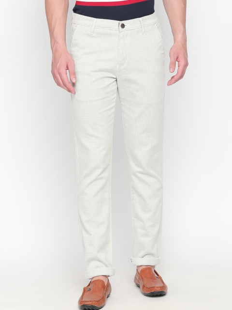 

beevee Men Off-White Regular Fit Solid Regular Trousers