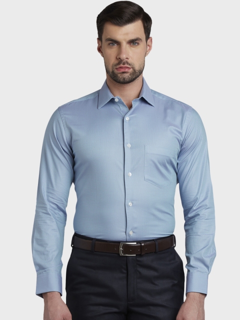 

ColorPlus Men Blue & Green Tailored Fit Self Design Formal Shirt