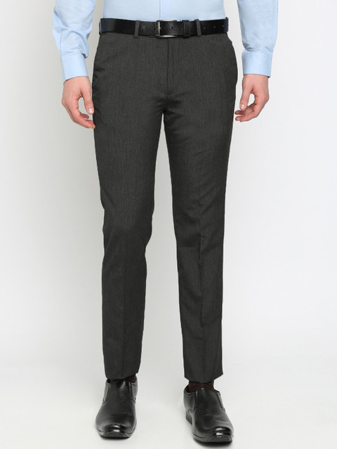 

Crocodile Men Black Slim Fit Self Design Formal Trousers