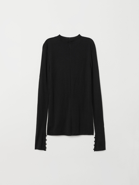 

H&M Women Black Fine-Knit Wool-Blend Jumper