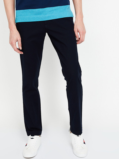 

Fame Forever by Lifestyle Men Navy Blue Slim Fit Solid Regular Trousers