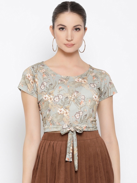 

Meee Women Green Floral Print Top
