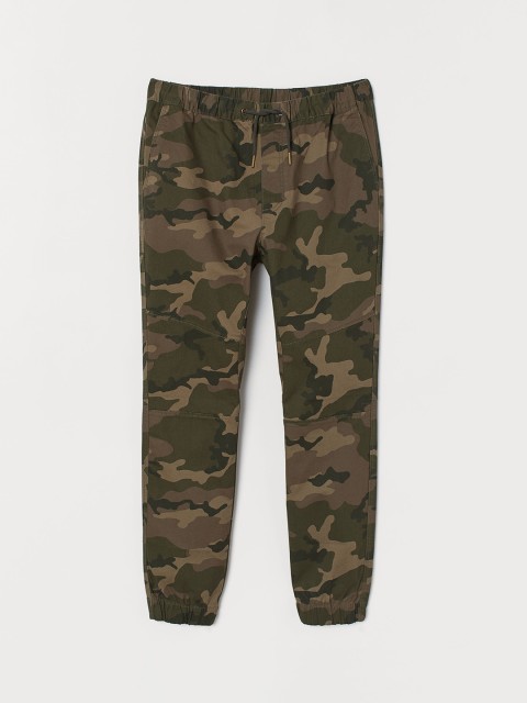 

H&M Men Green Printed Cotton Twill Joggers