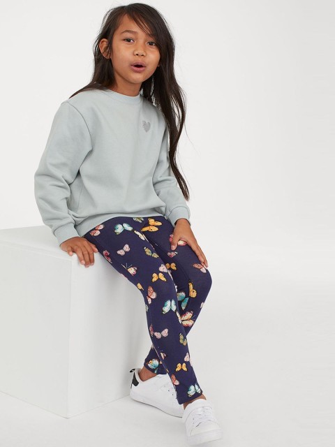 

H&M Girls Blue Printed Treggings